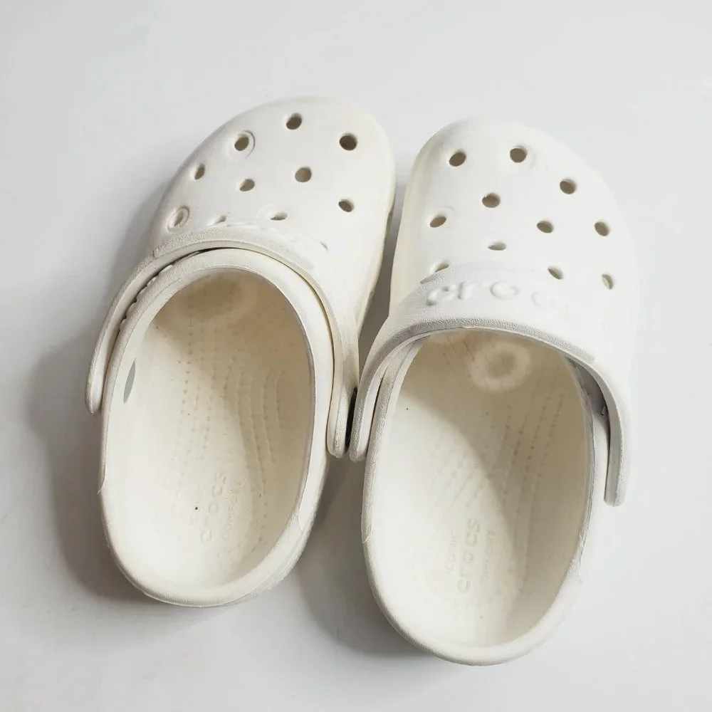 Crocs‎ Boy's White Classic Breathe Adjustable Slip On Casual Clogs Size 8